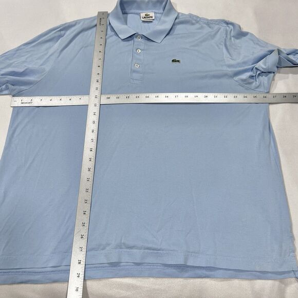 Lacoste Men Short Sleeve Cotton Light Blue Polo Button Logo Shirt Size 8 2XL - Picture 7 of 9